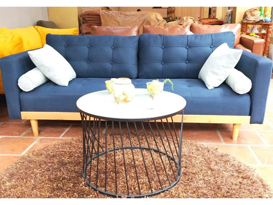 Ghế sofa màu xanh than khung gỗ tự nhiên chắc chắn