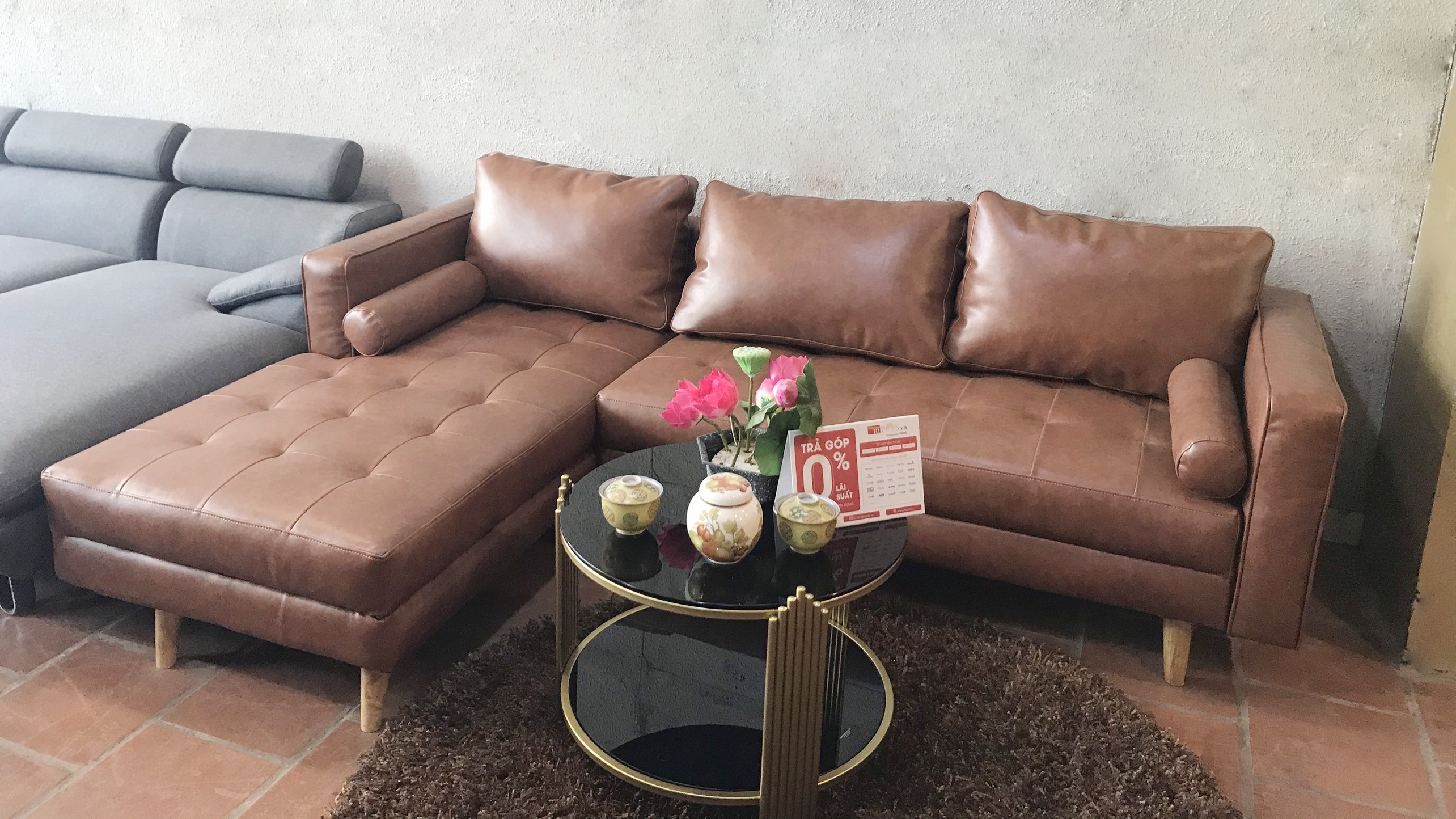 sofa góc giả da